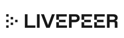 Livepeer logo with symbol of decentralized dots representing nodes, in the shape of an arrow are on the left. The logo is against a white background.